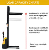 Fully Powered Electric Stacker 2200lbs Capacity With Fixed Legs - 98"/118" Lifting - CDD10RE