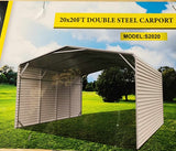 20'W x 20'L x 12'H Metal Car Port Storage Garage Canopy Shelter With Steel Tube Frame